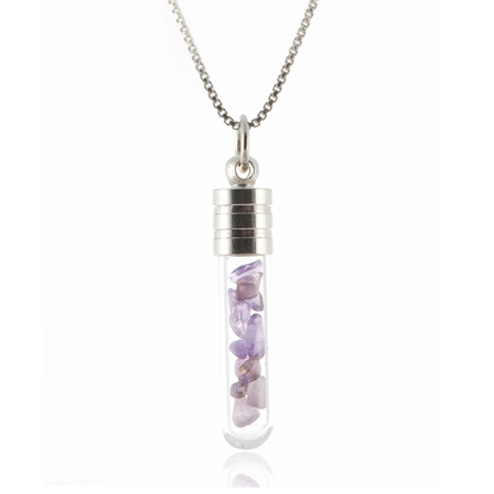 Love Vial - Amethyst Glass Tube w/chain - Click Image to Close